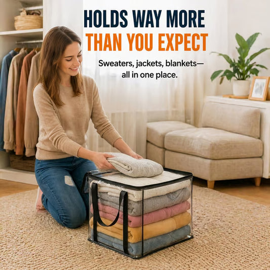 🎁Hot Sale 49% OFF📦Large Heavy-Duty Soft Thick Plastic Clear Storage Bag for Clothes, Moving & Storage