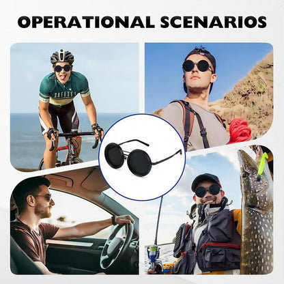 Adjustable Tint Rounded Polarized Lenses Retro Sunglasses