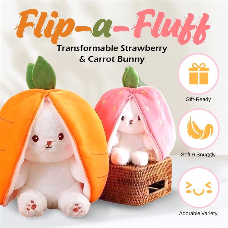 Flip-a-Fluff: Transformable Strawberry & Carrot Bunny